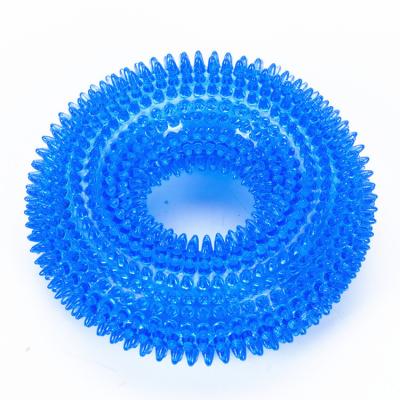 China Pet Teether Toy Coronule TPR Tire Squealing Donut Viable Shape Bouncy Ball Teeth Cleaning Dog Chew Toys for sale