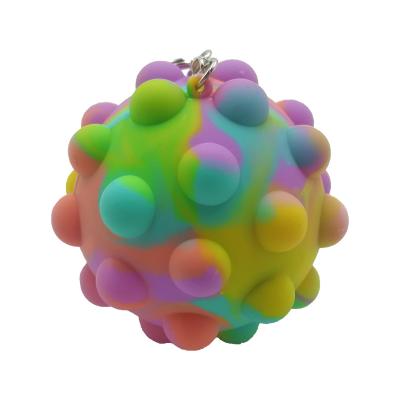 China Come with new release 3D key chain wiggle sensory ball anti stress ball around bubble silicone squeeze ball toy with key chain for sale