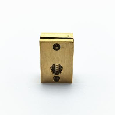 China High Quality 100% Brass Resistance 3D Printer High Temperature CNC Machining Block Heating Block Compatible Brass CNC Parts for sale