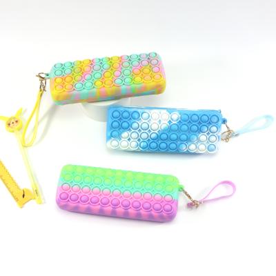 China Wholesale Durable Silicone Bubble Decompression Puzzle Pencil Bag Pouch Capacity Stationery Storage Bag Popper Noise Buster Pencil Case for sale