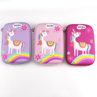 China Zipper fashion EVA smiggle 3D unicorn pen case large capacity pencil case novelty stationery pencil pen bag for sale