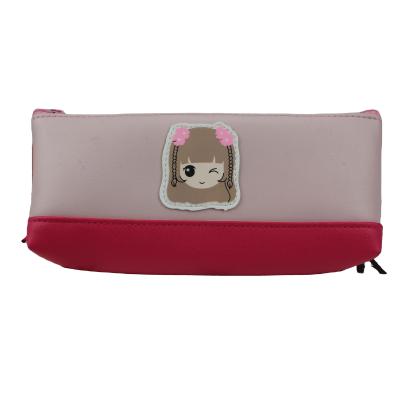 China Durable Fashion Fabric 1 Zipper PU Pencil Case For Girls for sale