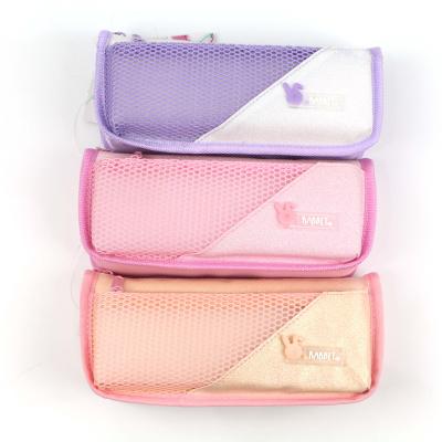 China Durable Mesh Glitter Zipper Pencil Bag For Girls for sale