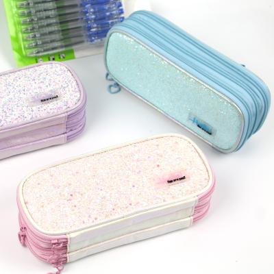 China Best Selling Good Quality Student Fashion Glitter Durable Pencil Case for sale