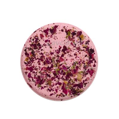 China Lavciacinta Aromatherapy Rich Essential Oil Shower Bomb Cookie 40g Rose Flower Petals Shower Steamer for sale