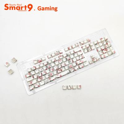 China Multimedia Keys Smart9 Sakura Water Print PBT Keycaps For Game Cable Wireless Mechanical Keyboards for sale