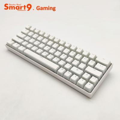 China Anti-ghosting Smart9 60% White Light RGB Gaming Keyboard Wireless White Luminous Keyboard Custom Keyboard for sale