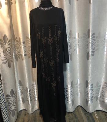 China Islamic Muslim Ladies New Long Maxi Dresses Skirts With Sashes Black Rhinestone Abaya Jubah Dubai Wholesale Women Leisure for sale