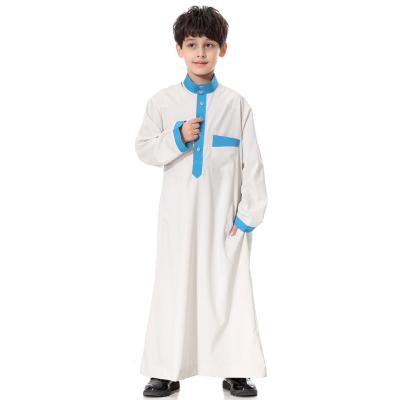 China High Quality Stylish Stylish Middle Eastern Arab Muslim Teenage Boy Long Robe Abaya Thobe Islamic Clothing With Pocket for sale