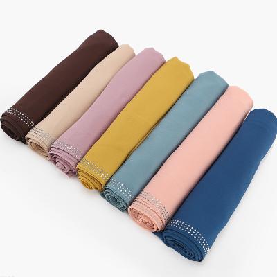 China Wholesale Muslim Hijab Scarf Fashion Diamond Hijab Shawl Malaysia Price Fashion Women Cheap Rhinestone Chiffon Hot for sale