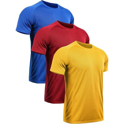 China 100% Polyester T-shirts Moisture Wicking Fabric Man Training Dry Fit T-shirt Anti-Shrink for sale