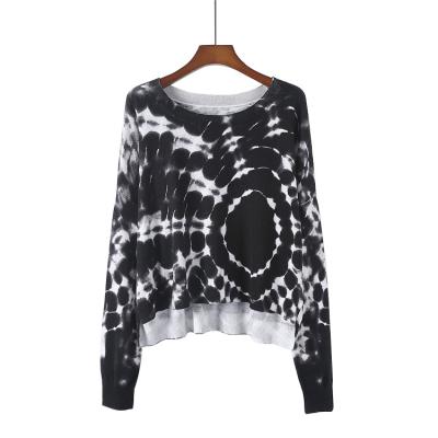 China Casual Pullover 100% Cotton Tie Dye Fashion Knit Sweaters Women Sweater Tops for sale