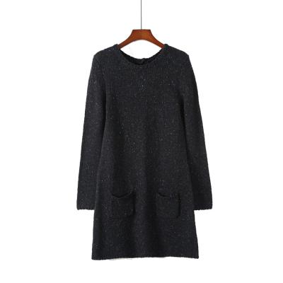 China Soft Wool Alpaca Black Knitwear Sweater Pullover Sweater Women Winter With Pockets for sale