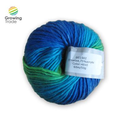 China Anti-bacteria 25% Wool 75% Acrylic Dyed Color Hand Knitting Blended Yarn for sale