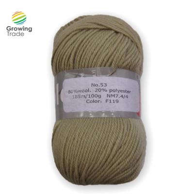 China Anti-bacteria wholesaler 80% wool and 20% polyester blended hand knitting yarns with good quality for sale