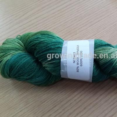 China 80% Abrasion-Resistant Multicolor Merino Wool/20% Mulberry Silk Blended Knitting Yarn In Lace Weight for sale