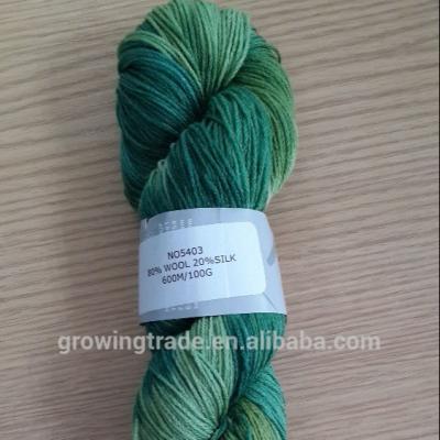 China Abrasion-resistant lace weight 80% merino wool/20% mulberry silk blended knitting yarn with excellent stitch definition for sale