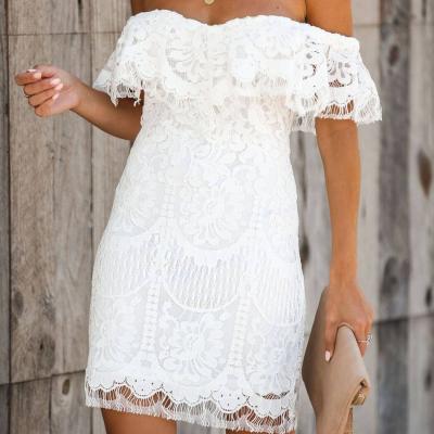 China New Breathable Elegant Off The Shoulder Bohemia Lace Up Wedding Party Covered Women Dress for sale