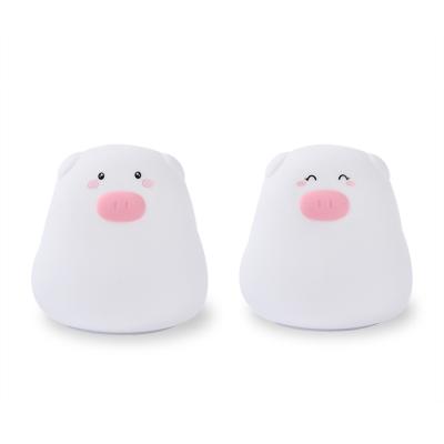 China Mini Pig Silicone Lamp Light Led Touch Control 7 Colors Cute Battery Operated Night Light For Bedroom for sale