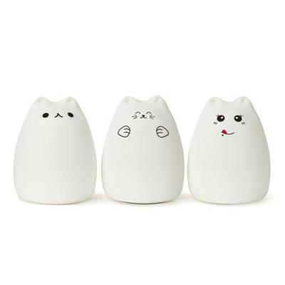 China Touch Control Led Light Funny Cat USB Night Light 7 Colors Silicone Bedroom Lamp For Kids Gifts for sale