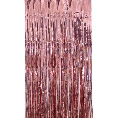 China Festival Decoration Selection Shiny Hot Elegant Decorative Colorful Ribbon Wave Backdrop Wedding Party Foil Fringe Metallic Curtains for sale