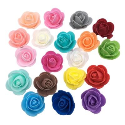 China Widely Used PE Rosa Flowers 3.5cm Foam Artificial Rose For DIY Rose Bear Valentine Gifts Wedding Backdrop Wall Flower Head for sale