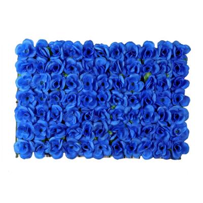 China 3D Plastic Wrap Rose Flower Wall Backdrop Artificial Blue Silk Panels for Decoration for sale