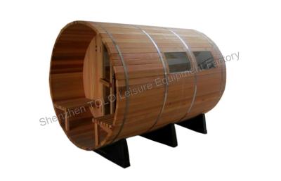 China Cedar wood Barrel sauna room with porch for 4 person for sale