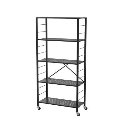 China China Five-tier Folding Cheap Kitchen Shelf Metal Rack Medium Duty Storage Shelf for sale