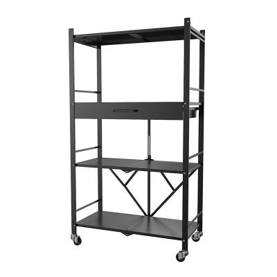 China China Sustainable Factory With Drawer Sliding Metal Storage Shelf Kitchen Shelf Rack for sale