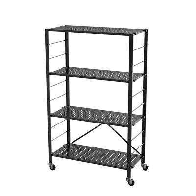 China Sustainable Premium Quality Four-Tier Folding Display Stand Kitchen Shelf Storage Rack for sale