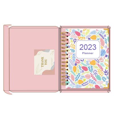 China Custom Spiral Weekly Monthly Planner Notebook 2022 2023 Daily Planner Set With Inside Pocket for sale