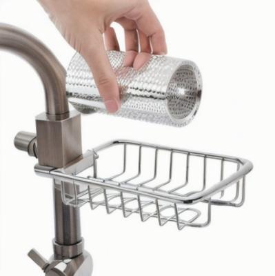 China Stocked Household kitchen stainless steel  bathroom non perforated faucet drain storage rack for sale