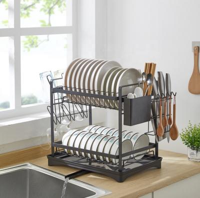 China Sustainable Manufacturing Dish Drying Rack Household kitchen storage shelving Chopsticks drain rack Iron sink dish rack for sale