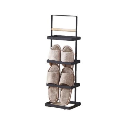 China Modern-Style Iron and wood Standing  Three Tier Shoes Rack High Quality Living Room Furniture for sale