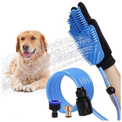 China Viable 2 in 1 Dog Shower Bath Gloves Silicone Pet Brush Pet Grooming Cleaning Glove for sale