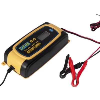 China GS 12V 8A motorcycle Car Battery Charger Pulse Repair Lead acid Battery Charger 12V/8A 24V/4A EU US UK AU for sale