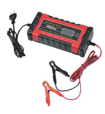 China Fast Charging 12v/24v 8A Automotive Battery Charger Smart Battery Maintainer Trickle Charger for Car Motorcycle for sale