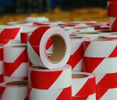 China Non adhesive single side printing red and white pe/warning tape produced by zhongji.china for sale