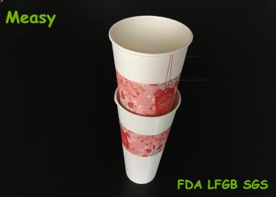 China 600ml Beverage Insulated Drinking Cups With Red Flower Printed , Double Wall for sale