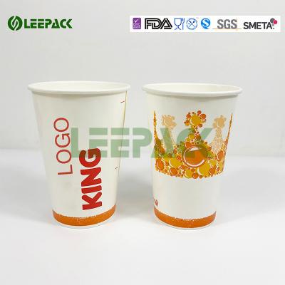 China Red Pepsi Cold Drink Paper Cups For Cinema , Food Grade Ink Printing double PE coated single wall paper cup for sale