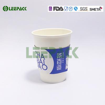 China 8oz a 20oz escolhem os copos de papel de parede, o copo de papel de café branco com tampa e a luva à venda