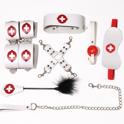 China SM Fetish Couples Procuct New Sex Toys 8 Pieces SM Set Flirting Sex Role Play Fetish Kit Dog Slave Japanese Bondage Kit Nurse for sale