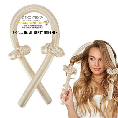 China Hair Curler Tool Mulberry Silk Hair Curler Customized Size 16/19/22 Momme Natural Silk Hair Curler Te koop