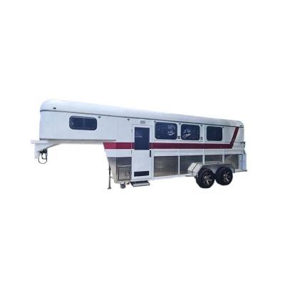 China Take High Horse Design Top Selling Three Horse Trailer Gooseneck Horse Trailer With Kitchen for sale