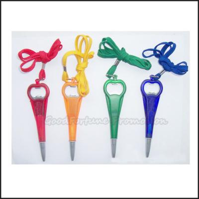 China Promotional customed printed logo lanyard bottle opener ballpoint pen gift for sale