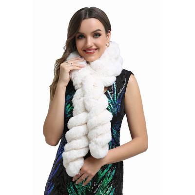 China High Quality Solid Color Faux Fur Casual Warm Winter Women's Warmer Neck Scarf for sale