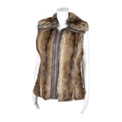 China High Quality Fur Leather Zipper Collar Turn-Down Mink Fur Women Sleeveless Vests Vest Windproof Vest for sale