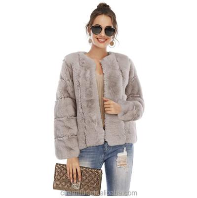 China Anti-wrinkle Outwear Women Luxury Winter Faux Fur Shorts Coat Jacket Warm Fluffy Parka for sale