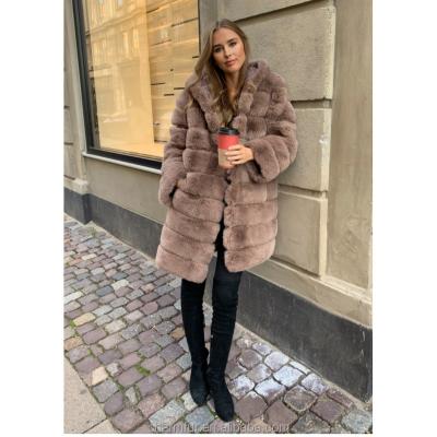 China Anti-wrinkle Women Loose Waist Cashmere Coat Faux Fur Long With Hood Winter Warm Clothes for sale